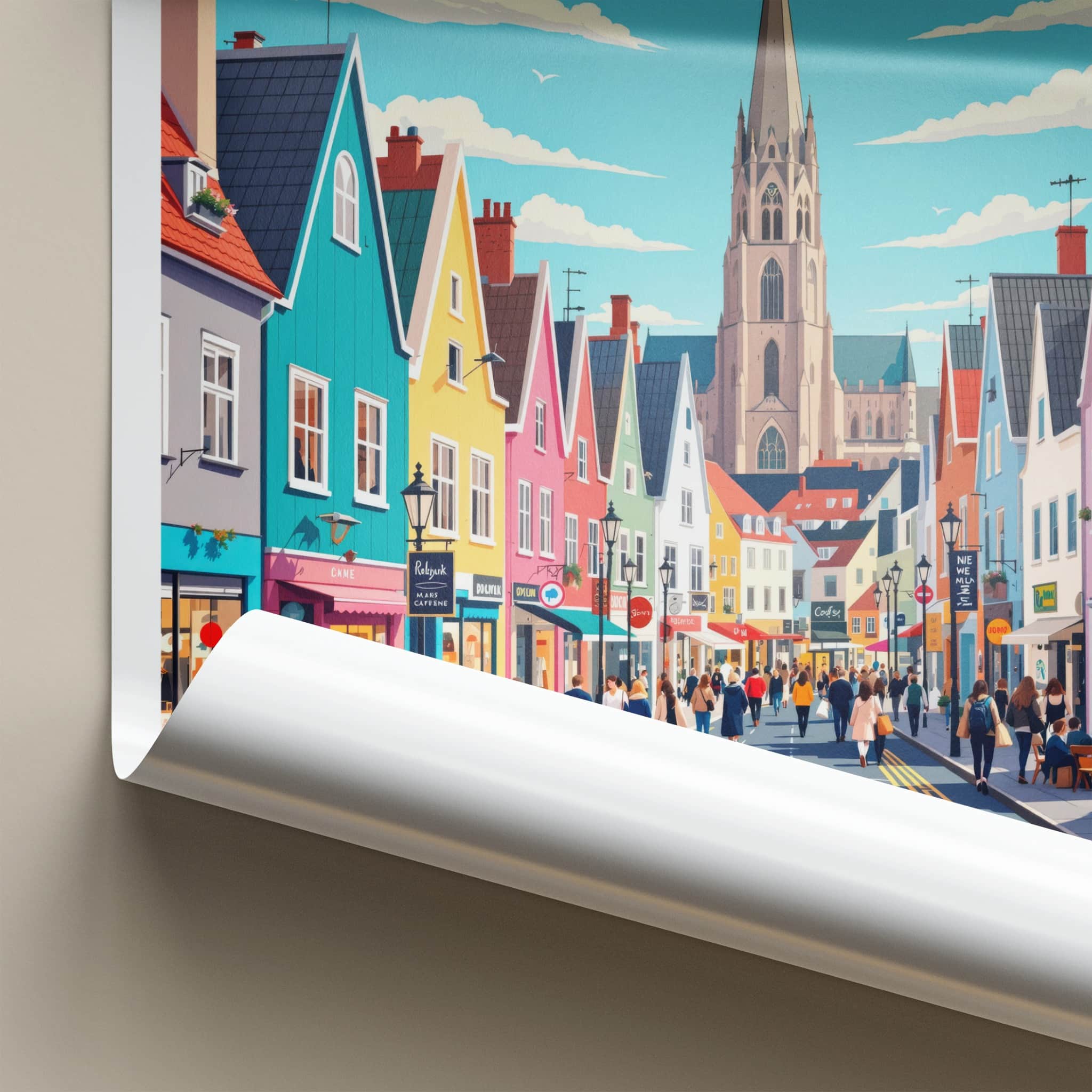 Reykjavik Poster - Iceland Travel Art - Vibrant City Scene Wall Decor