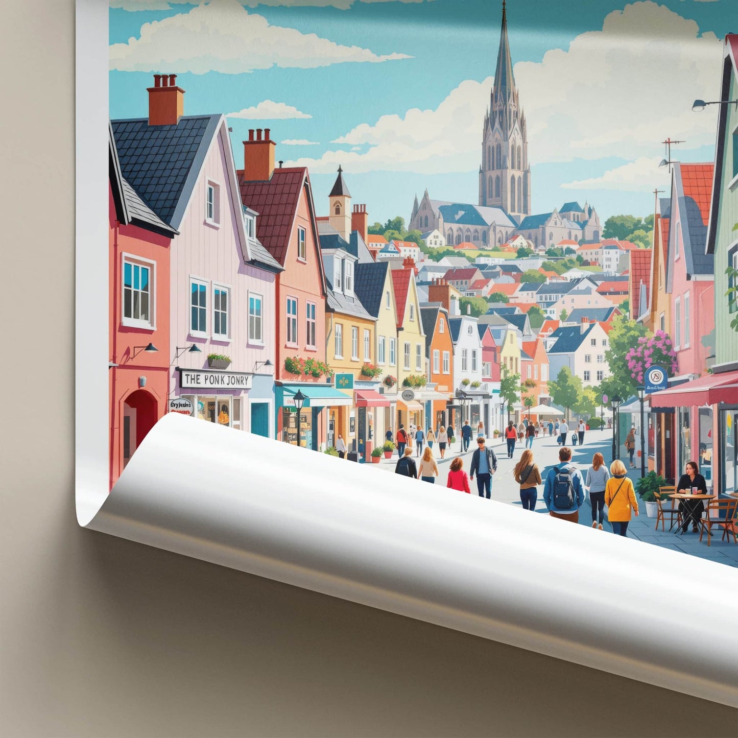 Reykjavik Poster - Iceland Travel Art - Vibrant Street Scene Home Decor