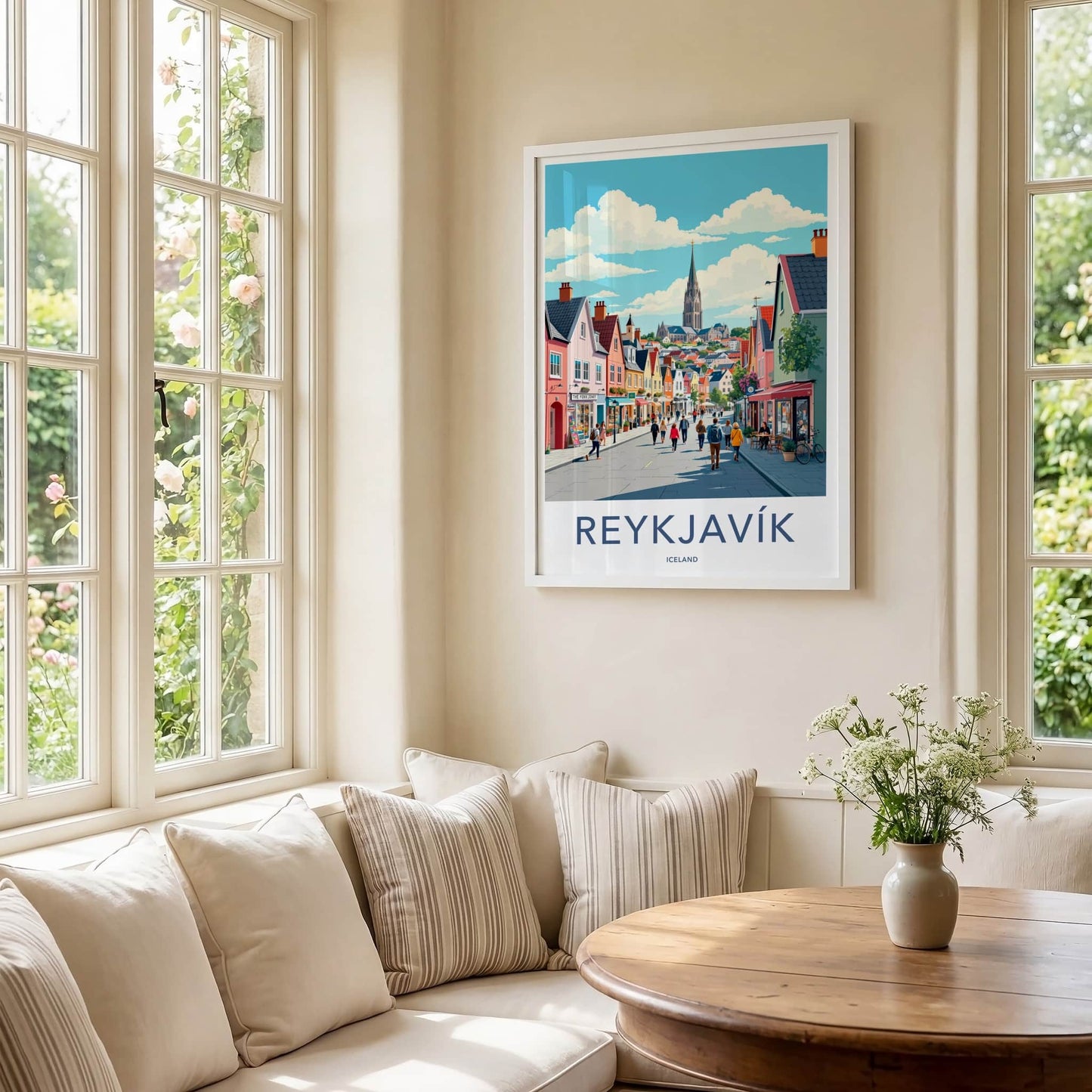 Reykjavik Poster - Iceland Travel Art - Vibrant Street Scene Home Decor