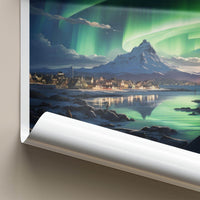 Reykjavik Poster - Iceland Wall Art With Northern Lights & Majestic