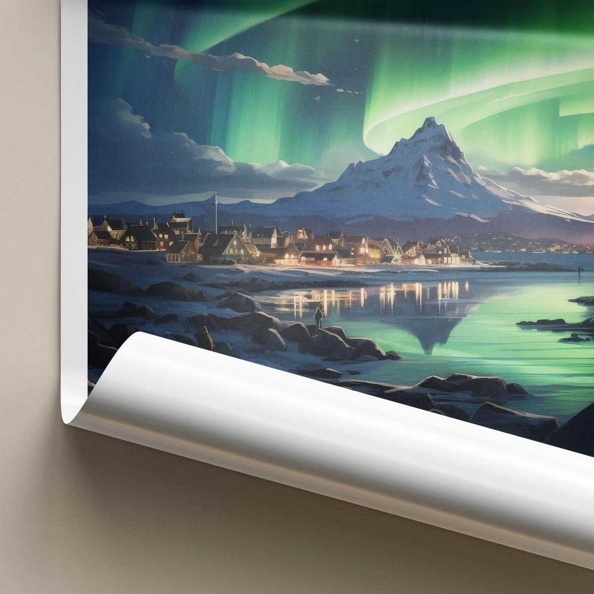 Reykjavik Poster - Iceland Wall Art With Northern Lights & Majestic