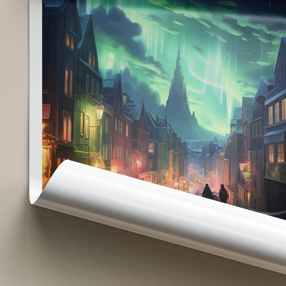 Reykjavik Poster - Iceland Wall Art With Northern Lights Print