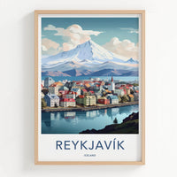 Reykjavik Poster - Iceland Wall Art With Scenic City Views & Mountain