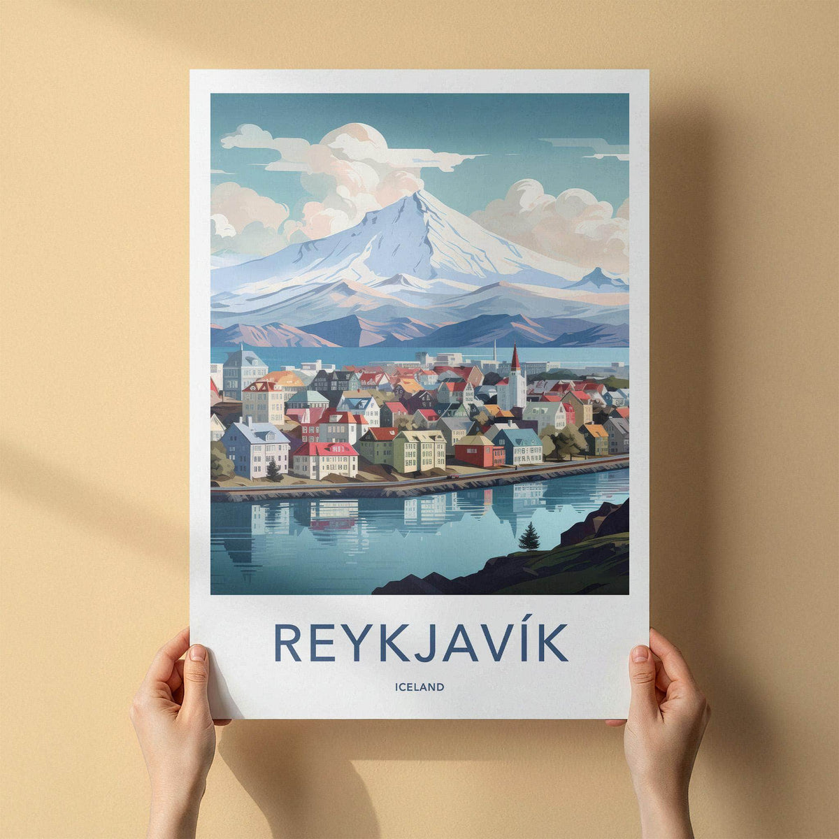 Reykjavik Poster - Iceland Wall Art With Scenic City Views & Mountain