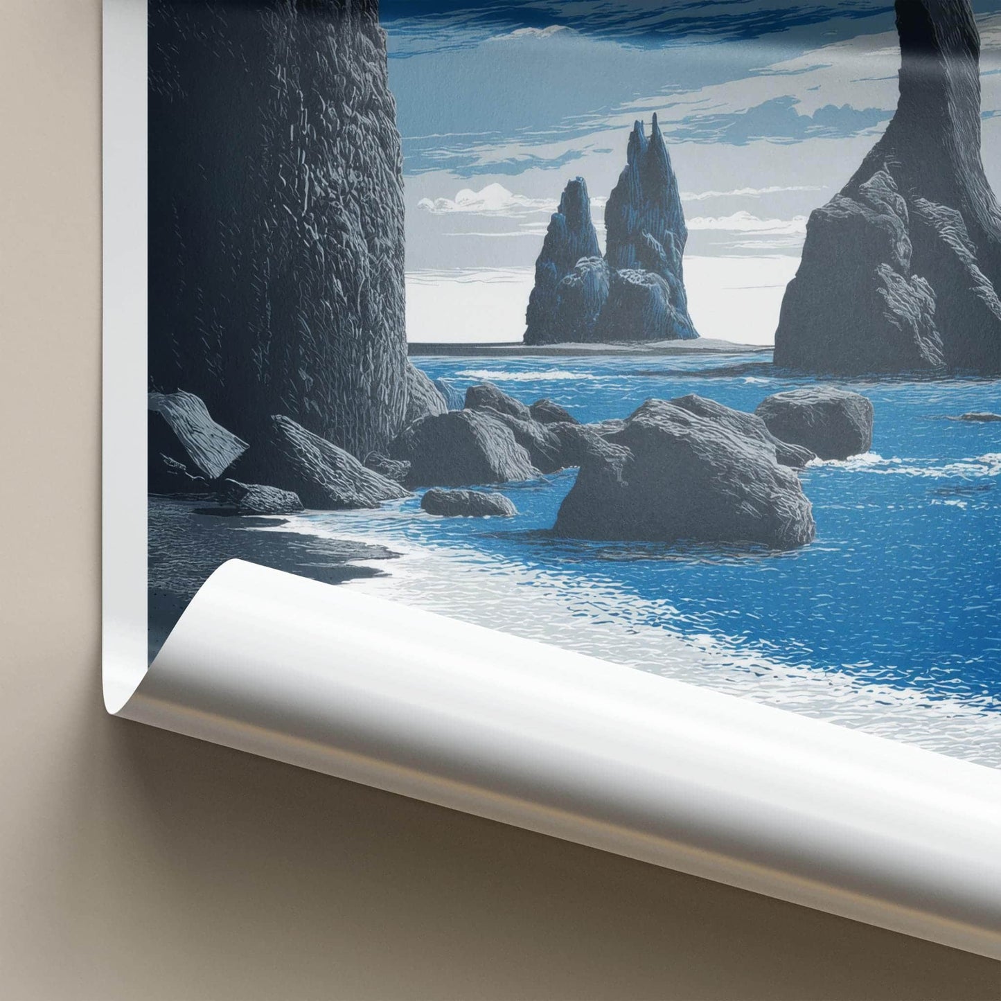 REYNISFJARA Poster - Iceland Travel Art - Basalt Columns Beach Home Decor