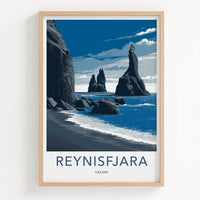 REYNISFJARA Poster - Iceland Travel Art - Basalt Columns Beach Home Decor