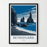 REYNISFJARA Poster - Iceland Travel Art - Basalt Columns Beach Home Decor