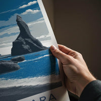 REYNISFJARA Poster - Iceland Travel Art - Basalt Columns Beach Home Decor
