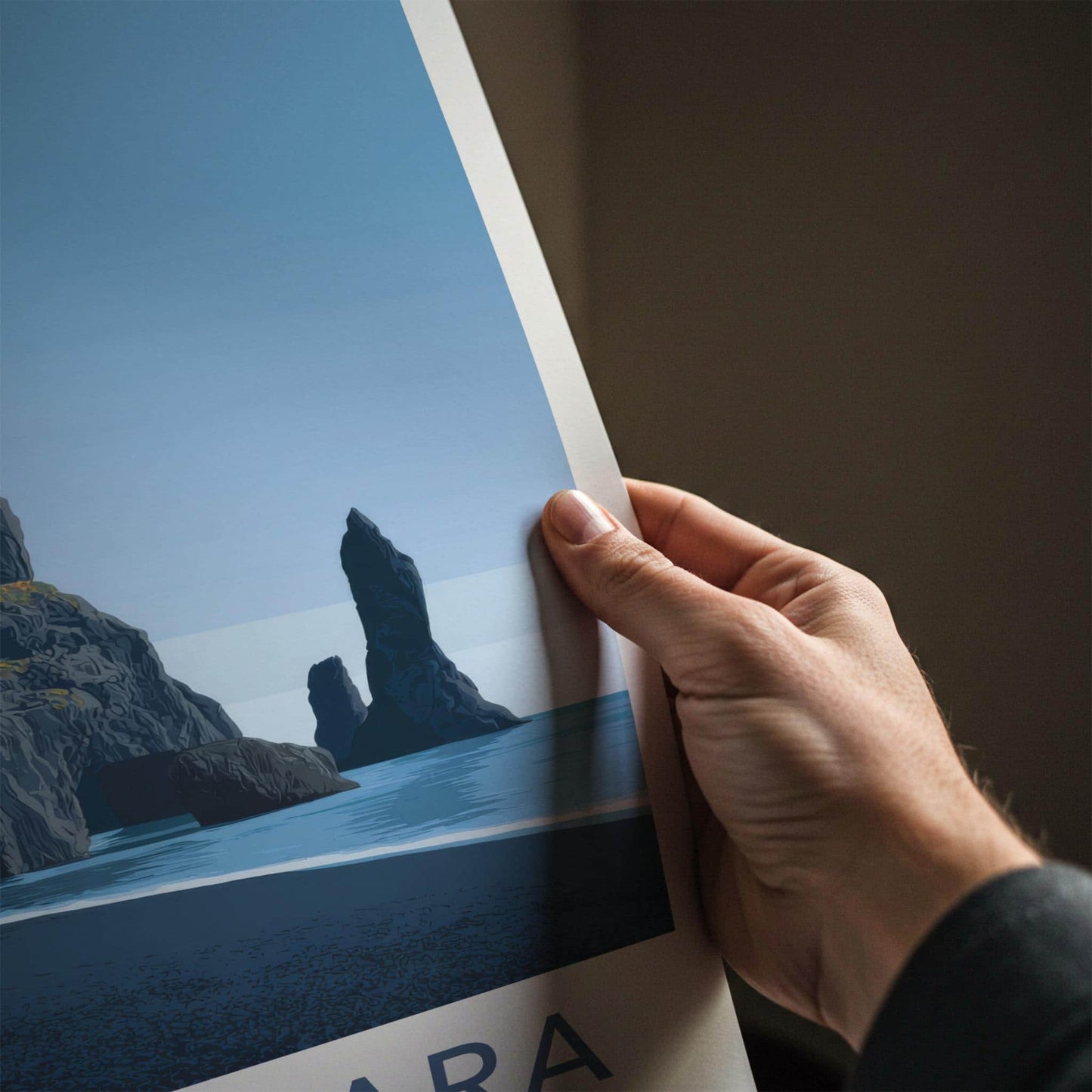 REYNISFJARA Poster - ICELAND Travel Art - Basalt Sea Stacks Home Decor