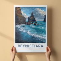 Reynisfjara Poster - Iceland Travel Art - Black Sand Beach Wall Decor