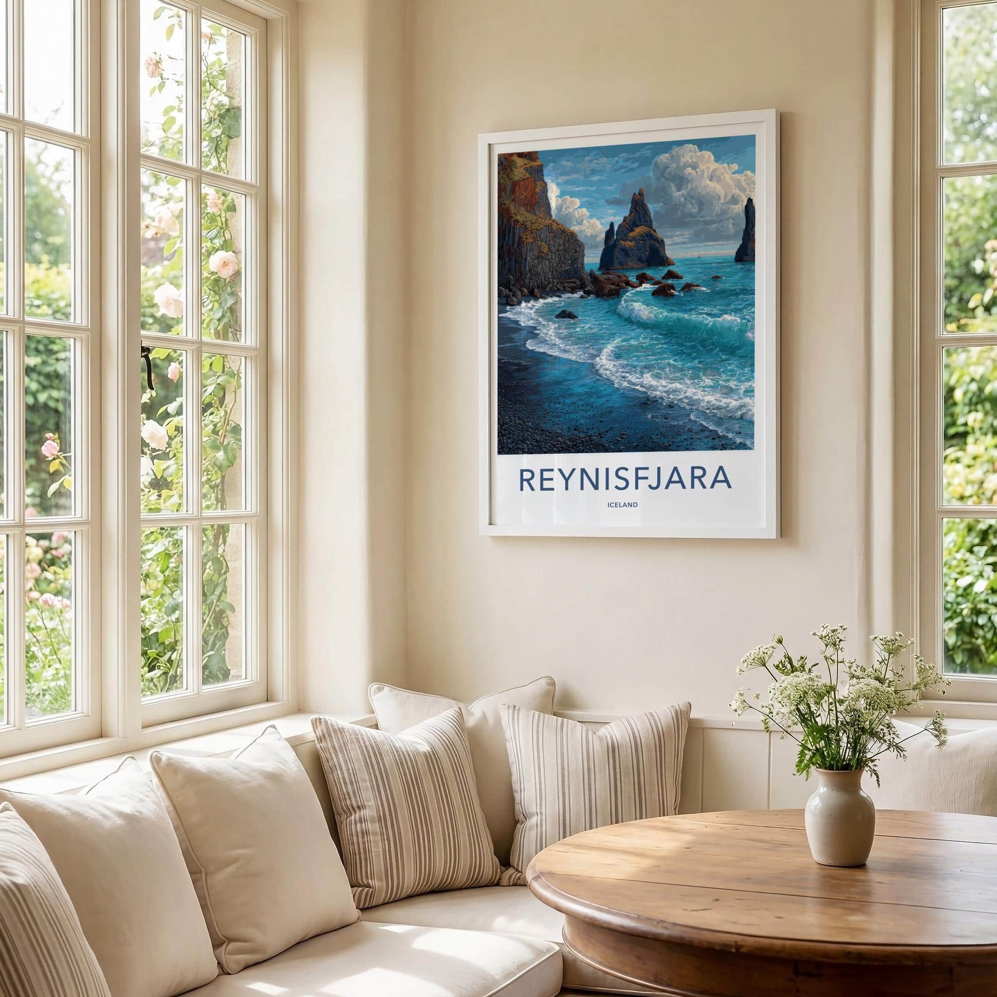 Reynisfjara Poster - Iceland Travel Art - Black Sand Beach Wall Decor