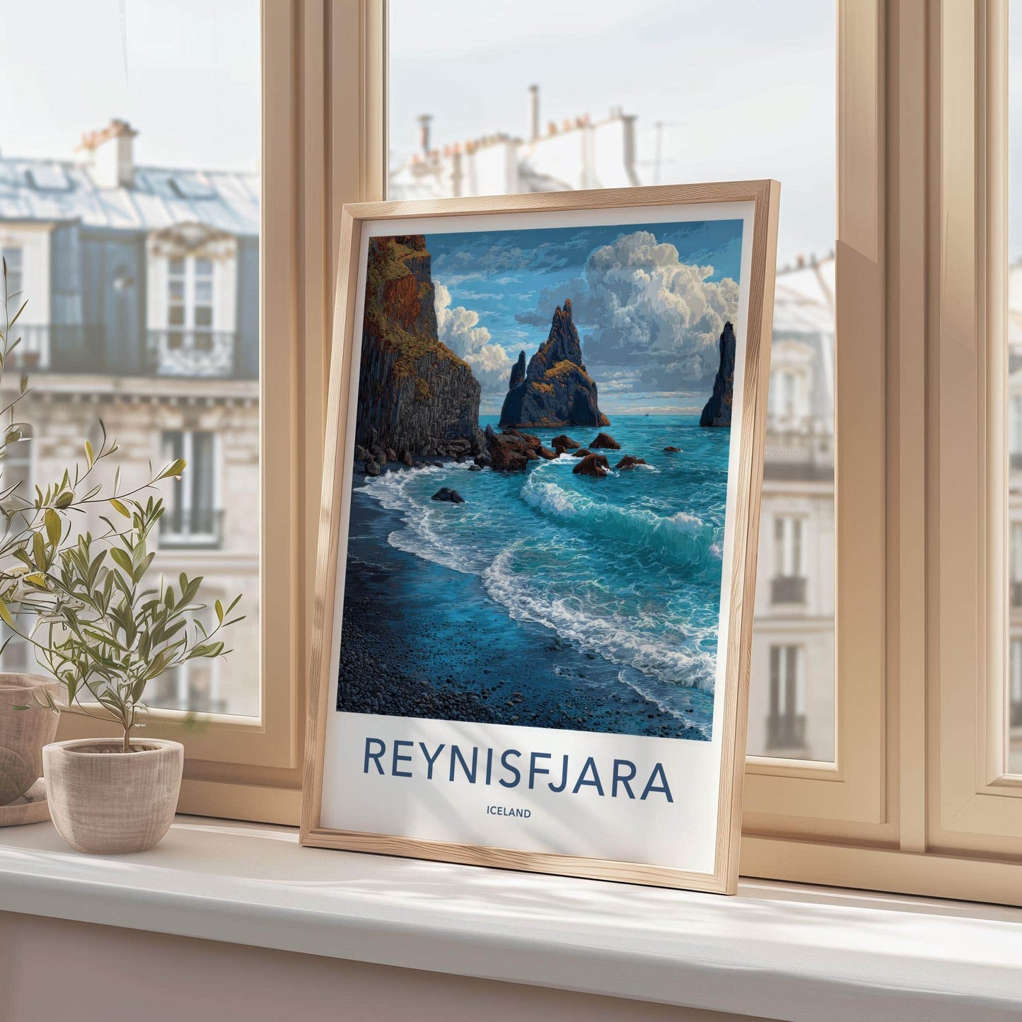Reynisfjara Poster - Iceland Travel Art - Black Sand Beach Wall Decor
