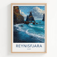 Reynisfjara Poster - Iceland Travel Art - Black Sand Beach Wall Decor