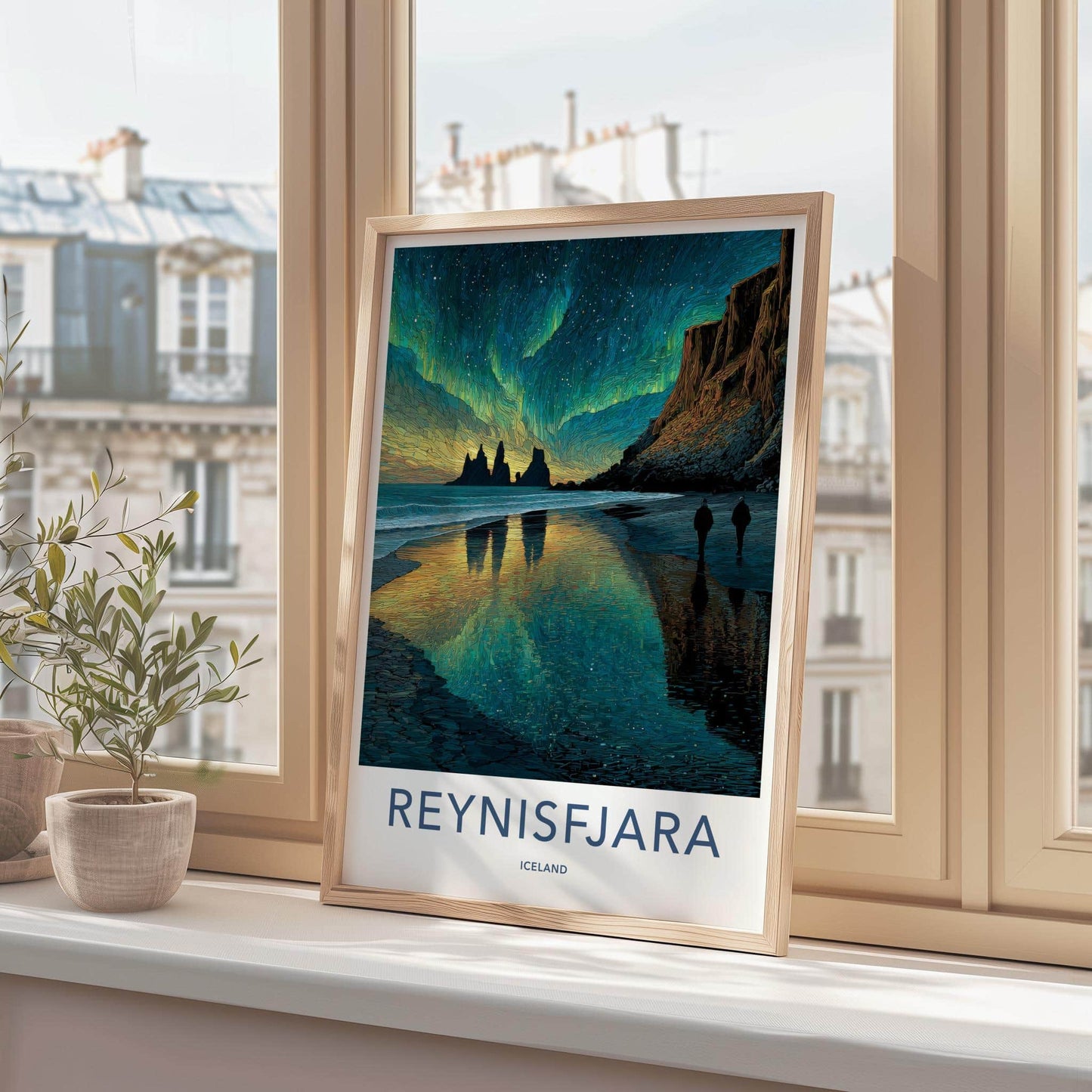 Reynisfjara Poster - Iceland Travel Art - Vibrant Aurora Beach Home Decor