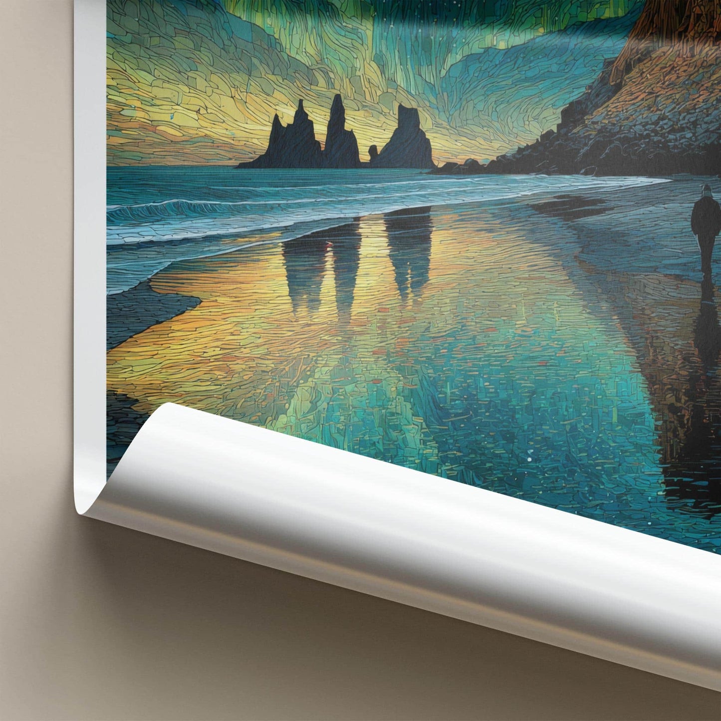Reynisfjara Poster - Iceland Travel Art - Vibrant Aurora Beach Home Decor