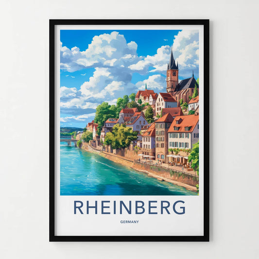 Rheinberg Poster - Germany Travel Art - Historic Riverfront Town Home Decor