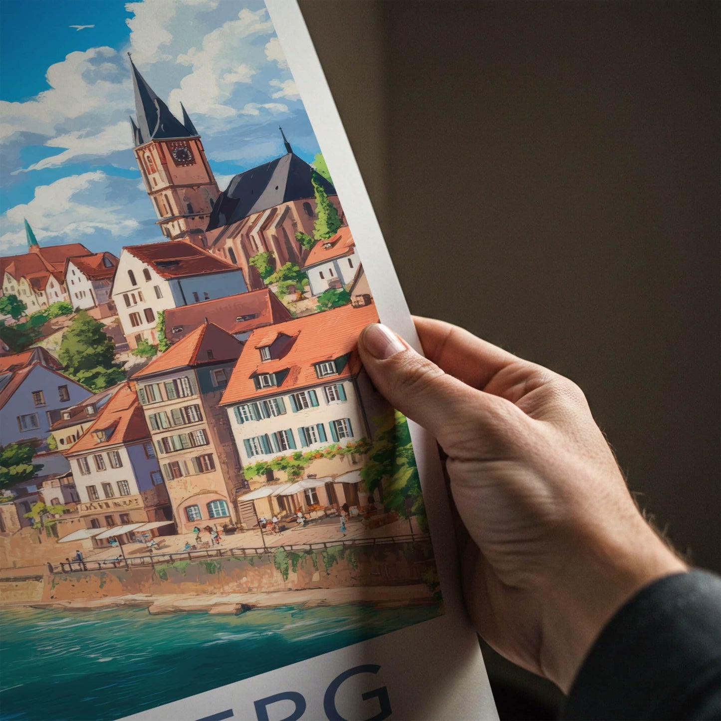 Rheinberg Poster - Germany Travel Art - Historic Riverfront Town Home Decor