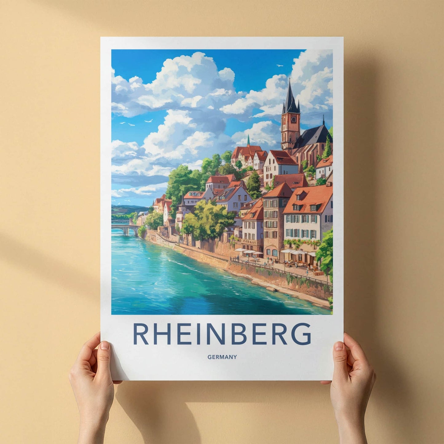 Rheinberg Poster - Germany Travel Art - Historic Riverfront Town Home Decor
