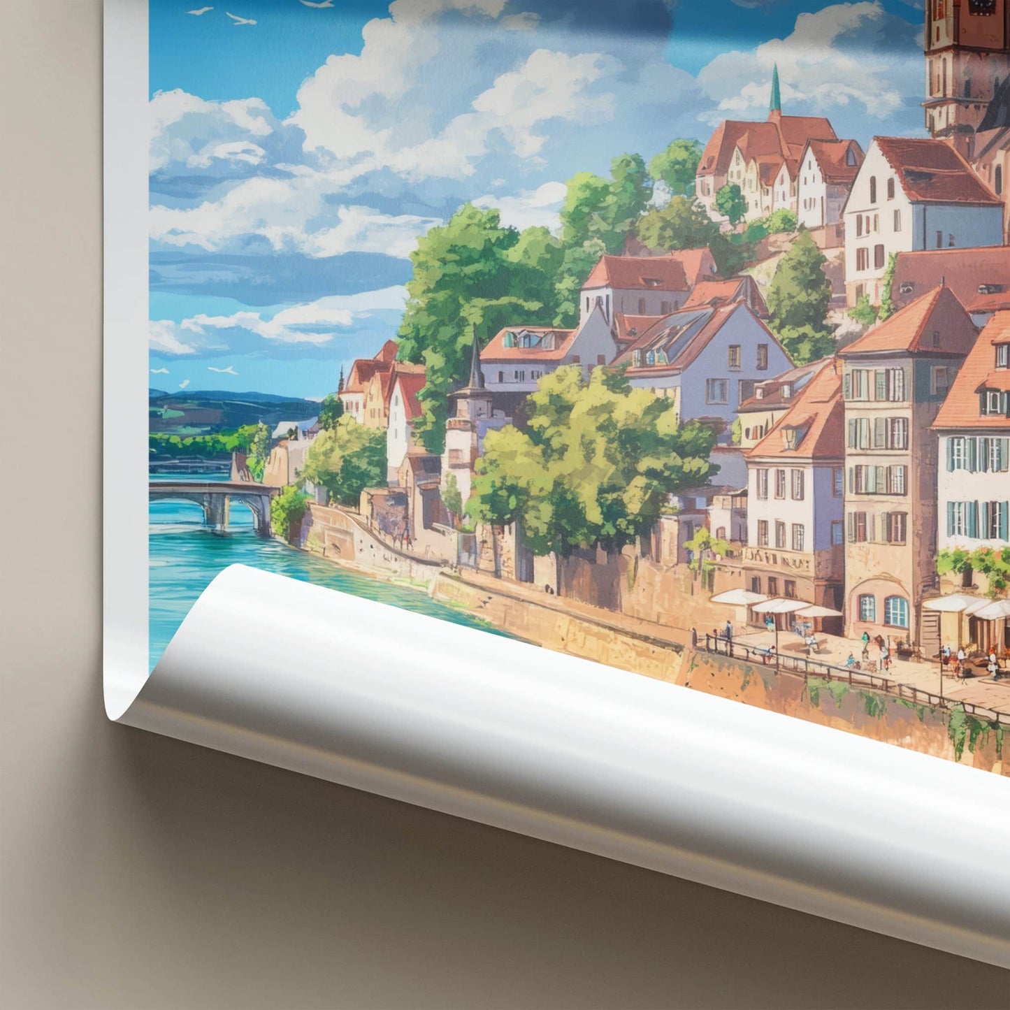 Rheinberg Poster - Germany Travel Art - Historic Riverfront Town Home Decor