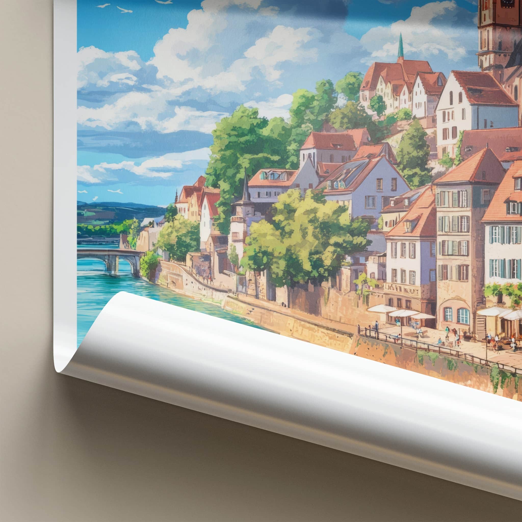 Rheinberg Poster - Germany Travel Art - Historic Riverfront Town Home Decor