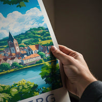 Rheinberg Poster - Germany Travel Art - River Town Church Home Decor