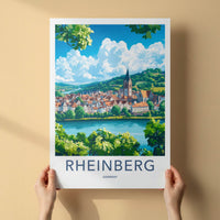 Rheinberg Poster - Germany Travel Art - River Town Church Home Decor