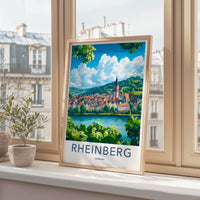 Rheinberg Poster - Germany Travel Art - River Town Church Home Decor