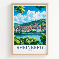 Rheinberg Poster - Germany Travel Art - River Town Church Home Decor