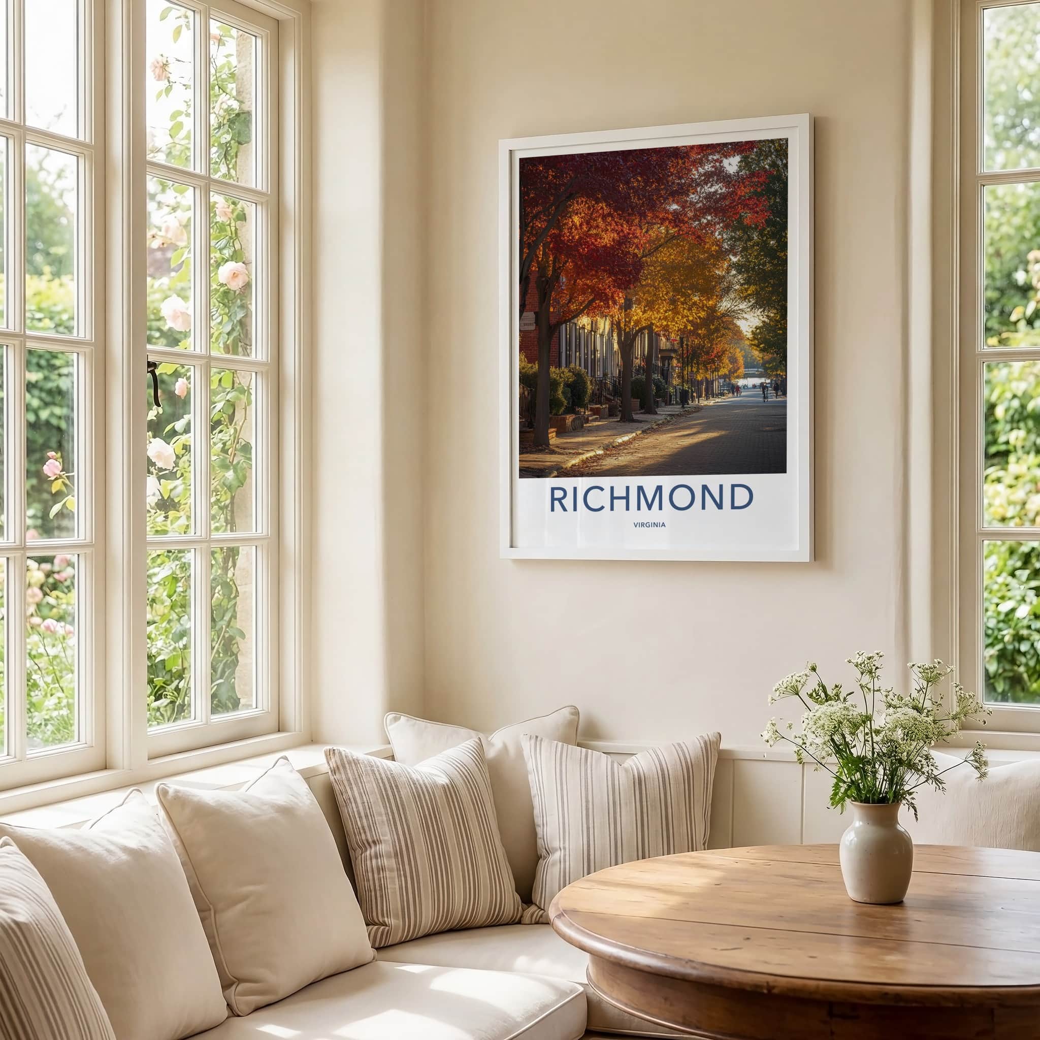 Richmond Poster - Virginia Travel Art - Autumn Street Scene Home Decor