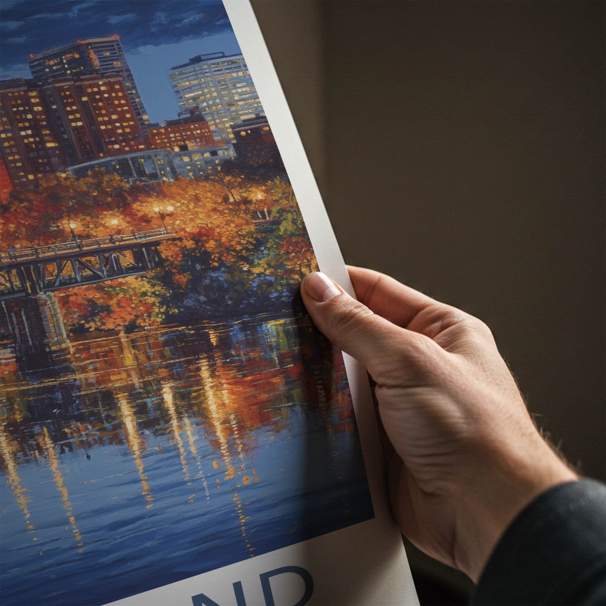 Richmond Poster - Virginia Wall Art - Illuminated Bridge Reflections Home Decor