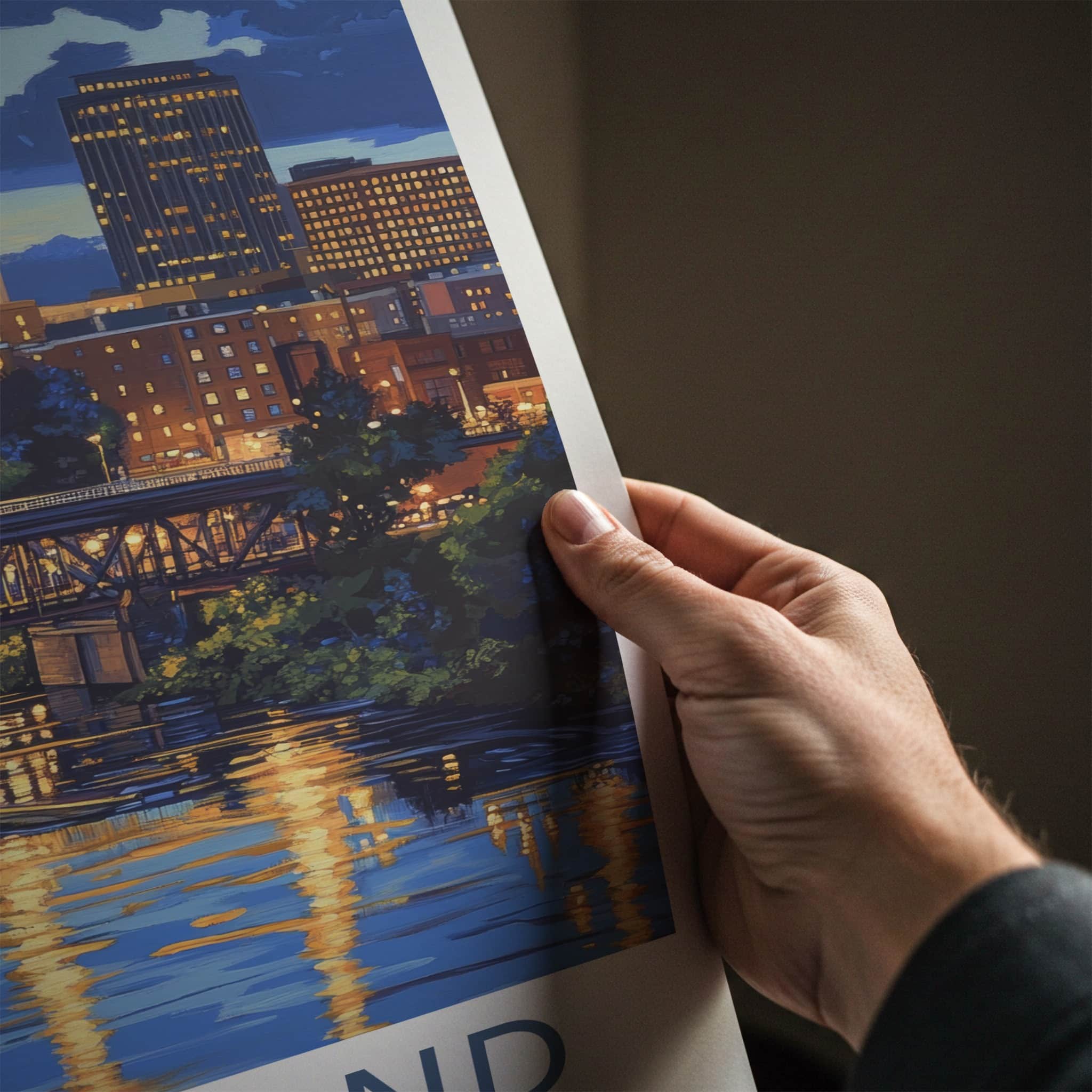 Richmond Poster - Virginia Wall Art - Night City Reflections Home Decor