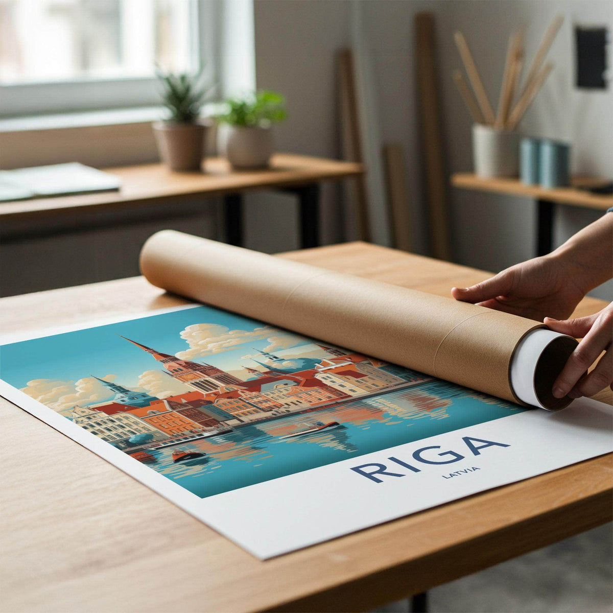 Riga Poster - Latvia Wall Art Featuring Cityscape And Gothic Church
