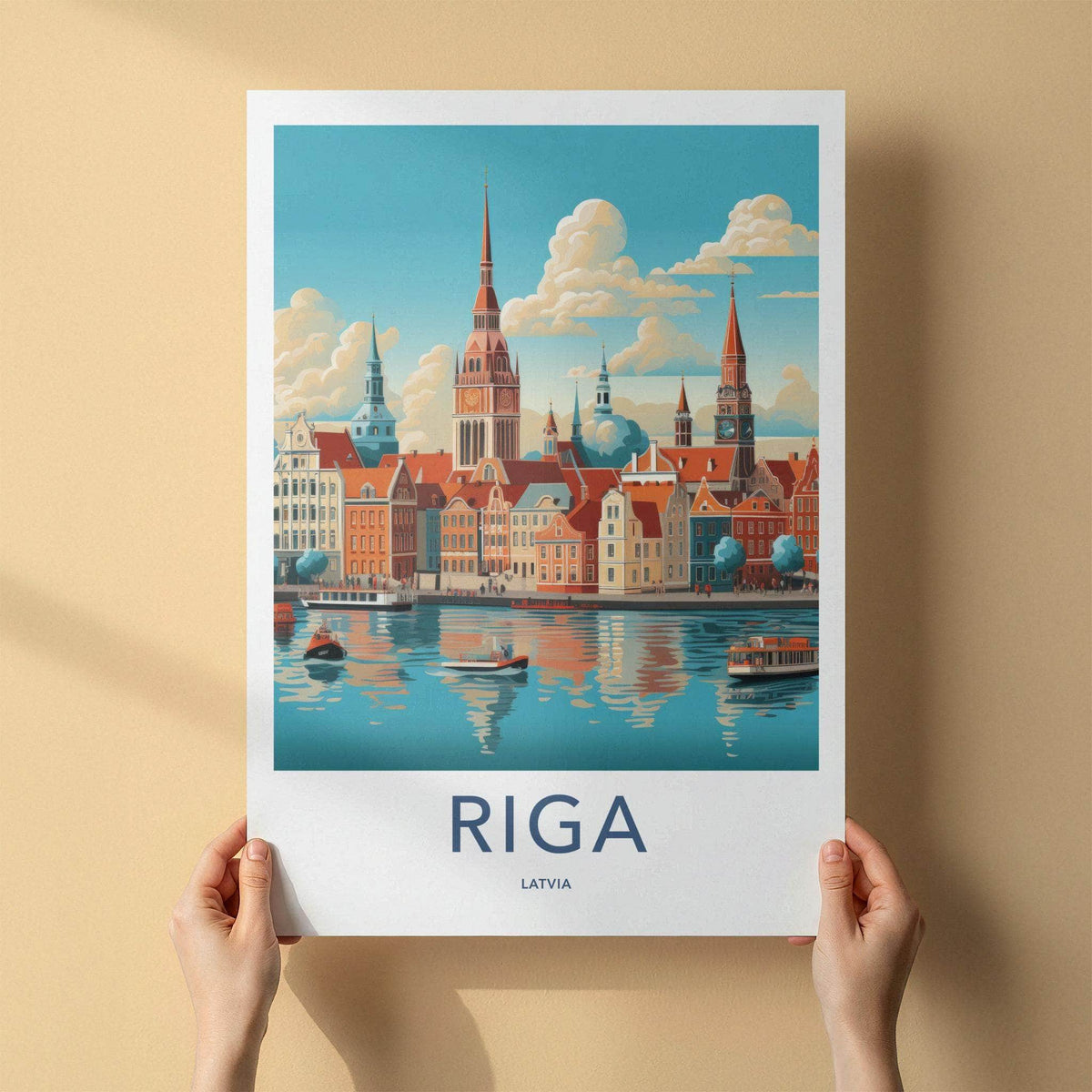 Riga Poster - Latvia Wall Art Featuring Cityscape And Gothic Church