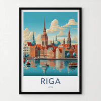 Riga Poster - Latvia Wall Art Featuring Cityscape And Gothic Church