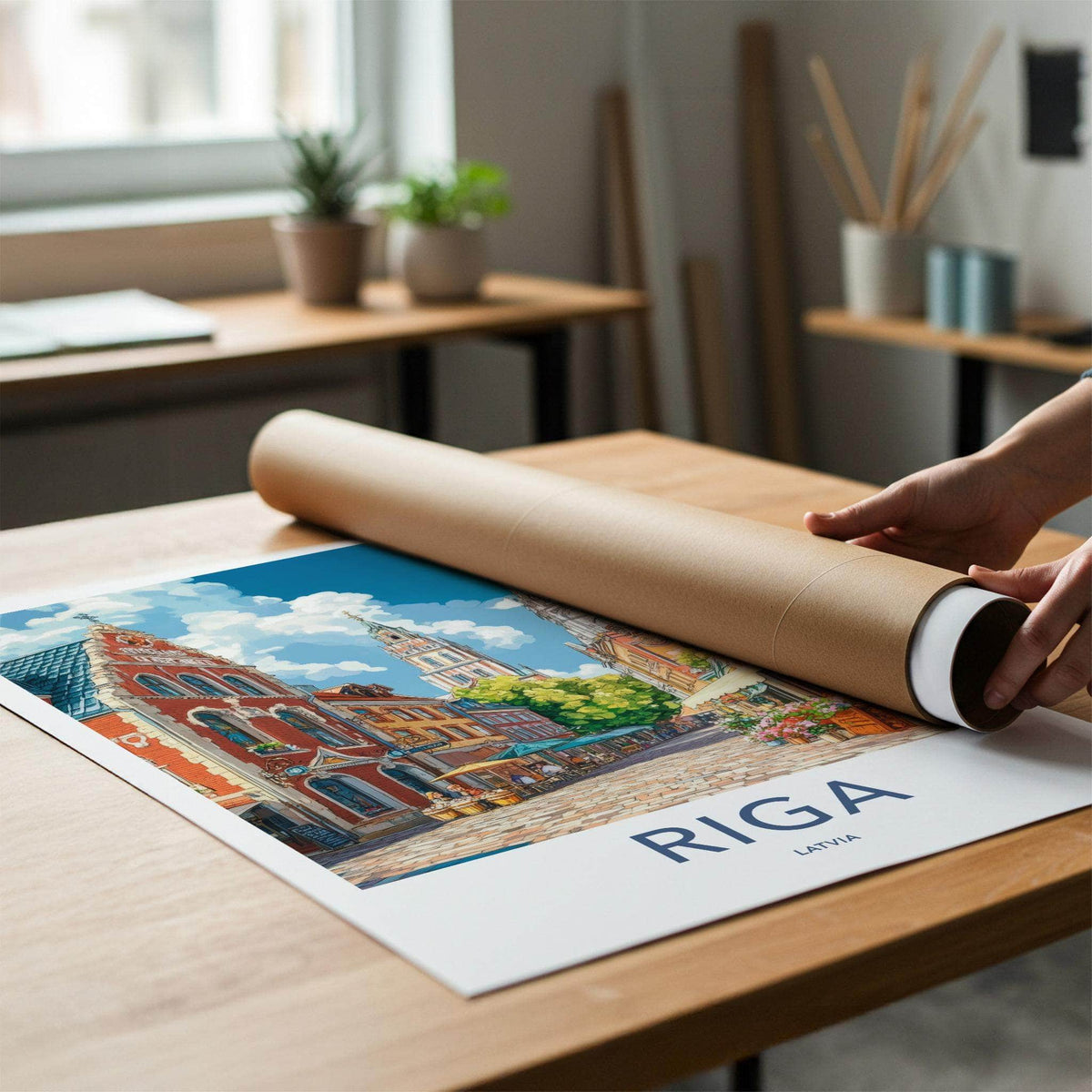 Riga Poster - Latvia Wall Art Featuring Medieval Riga Skyline & St