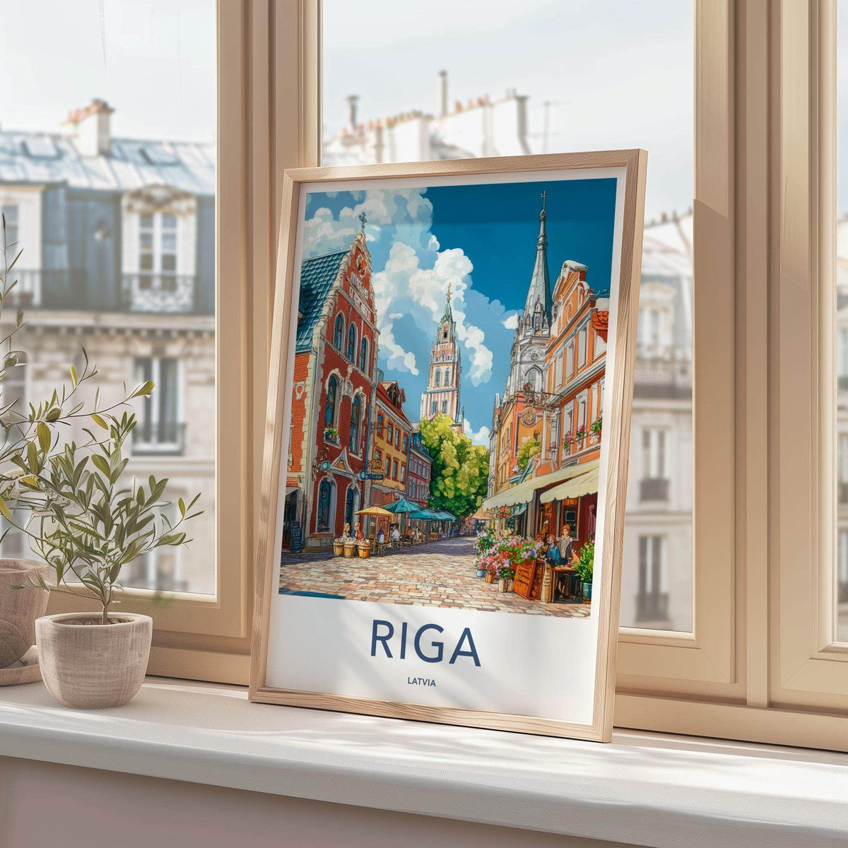 Riga Poster - Latvia Wall Art Featuring Medieval Riga Skyline & St