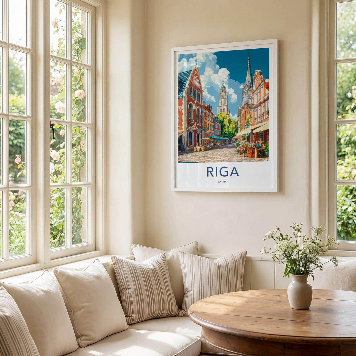 Riga Poster - Latvia Wall Art Featuring Medieval Riga Skyline & St
