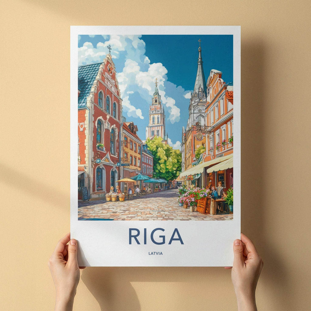 Riga Poster - Latvia Wall Art Featuring Medieval Riga Skyline & St