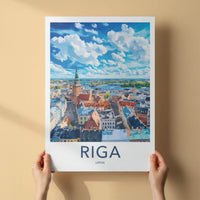 Riga Poster - Latvia Wall Art With Baltic Cityscape Decor & Historic