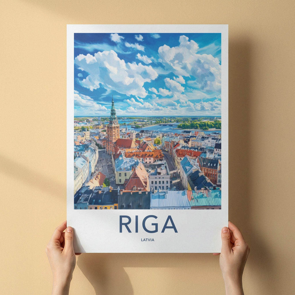 Riga Poster - Latvia Wall Art With Baltic Cityscape Decor & Historic