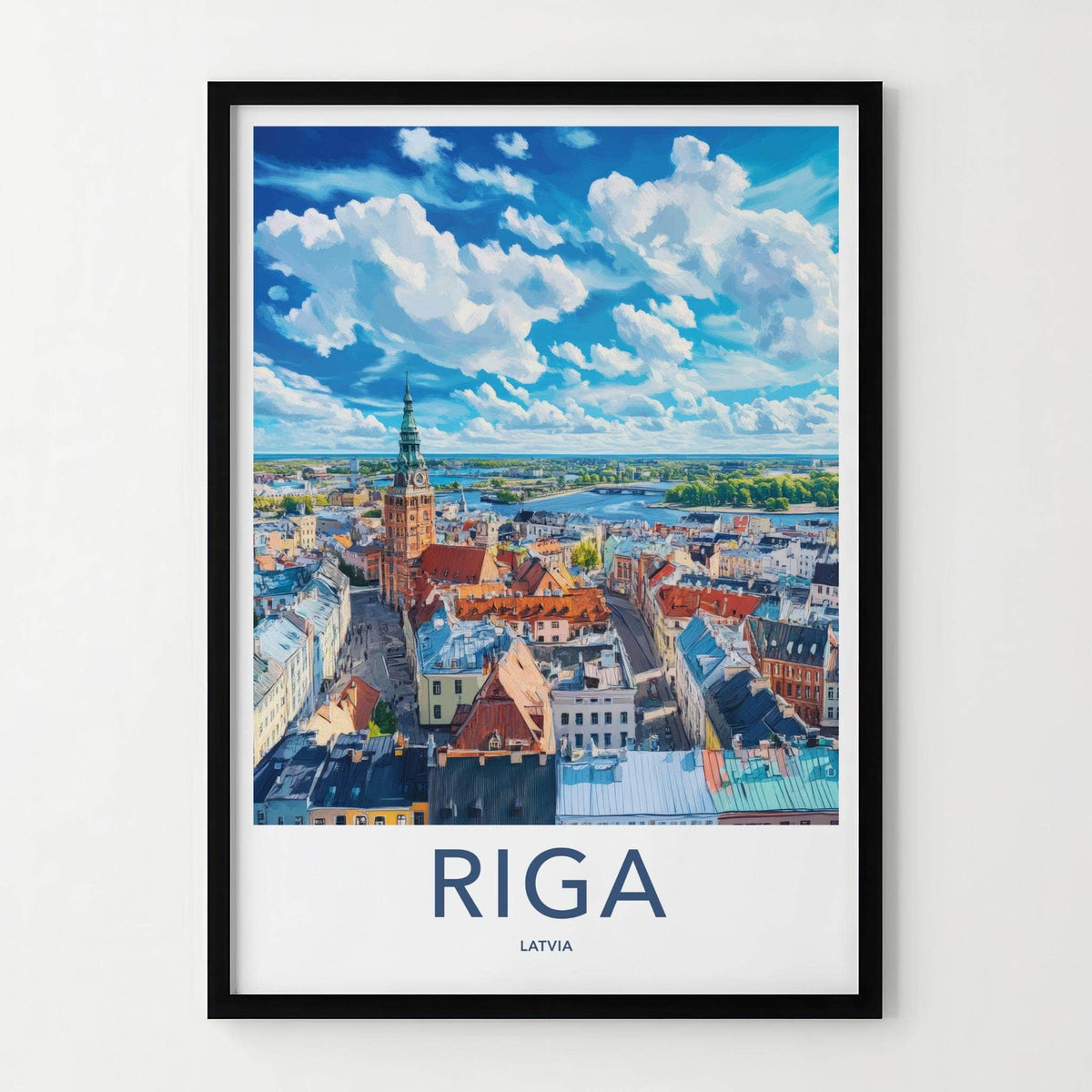 Riga Poster - Latvia Wall Art With Baltic Cityscape Decor & Historic