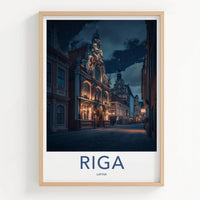 Riga Wall Art - Illuminated Old Town Print