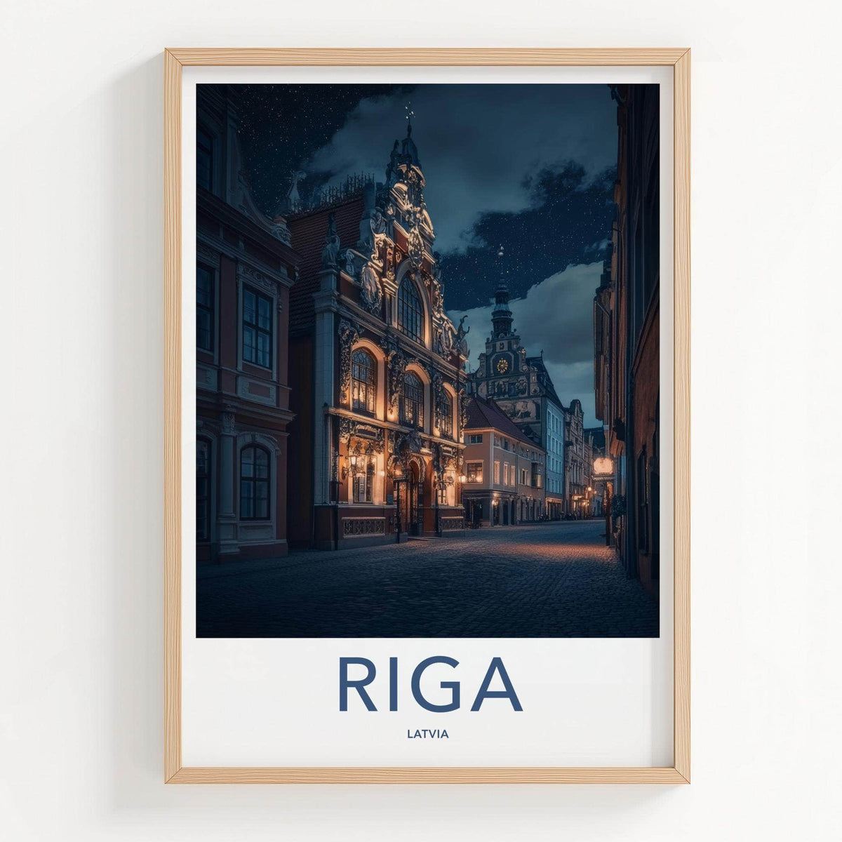 Riga Wall Art - Illuminated Old Town Print
