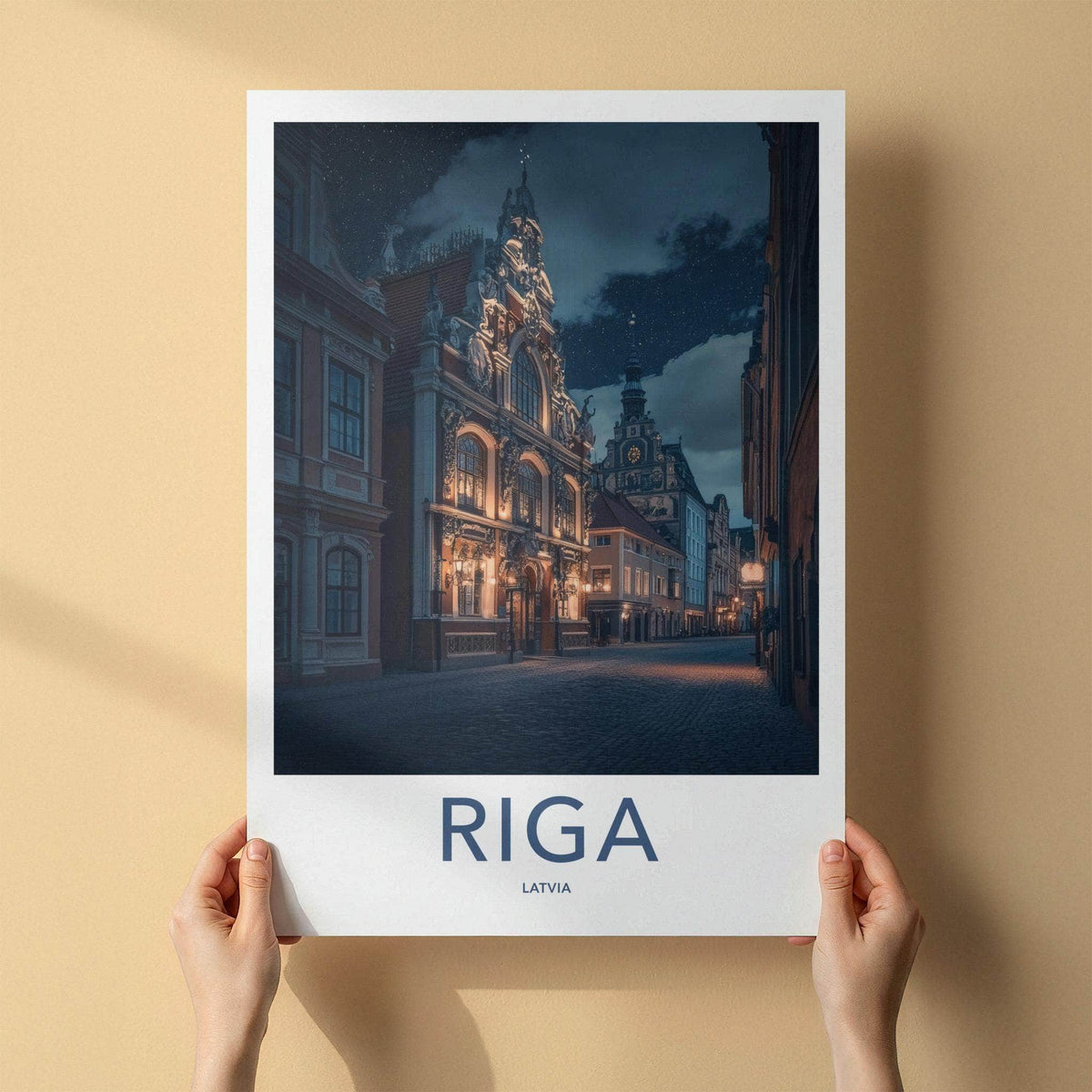 Riga Wall Art - Illuminated Old Town Print