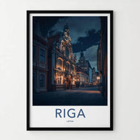 Riga Wall Art - Illuminated Old Town Print