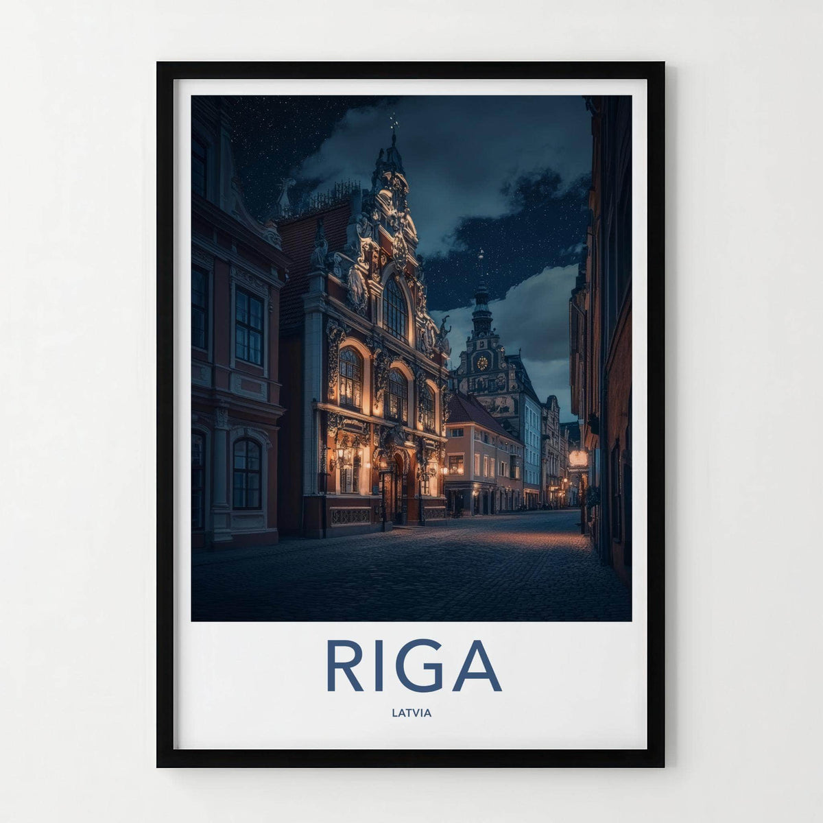 Riga Wall Art - Illuminated Old Town Print