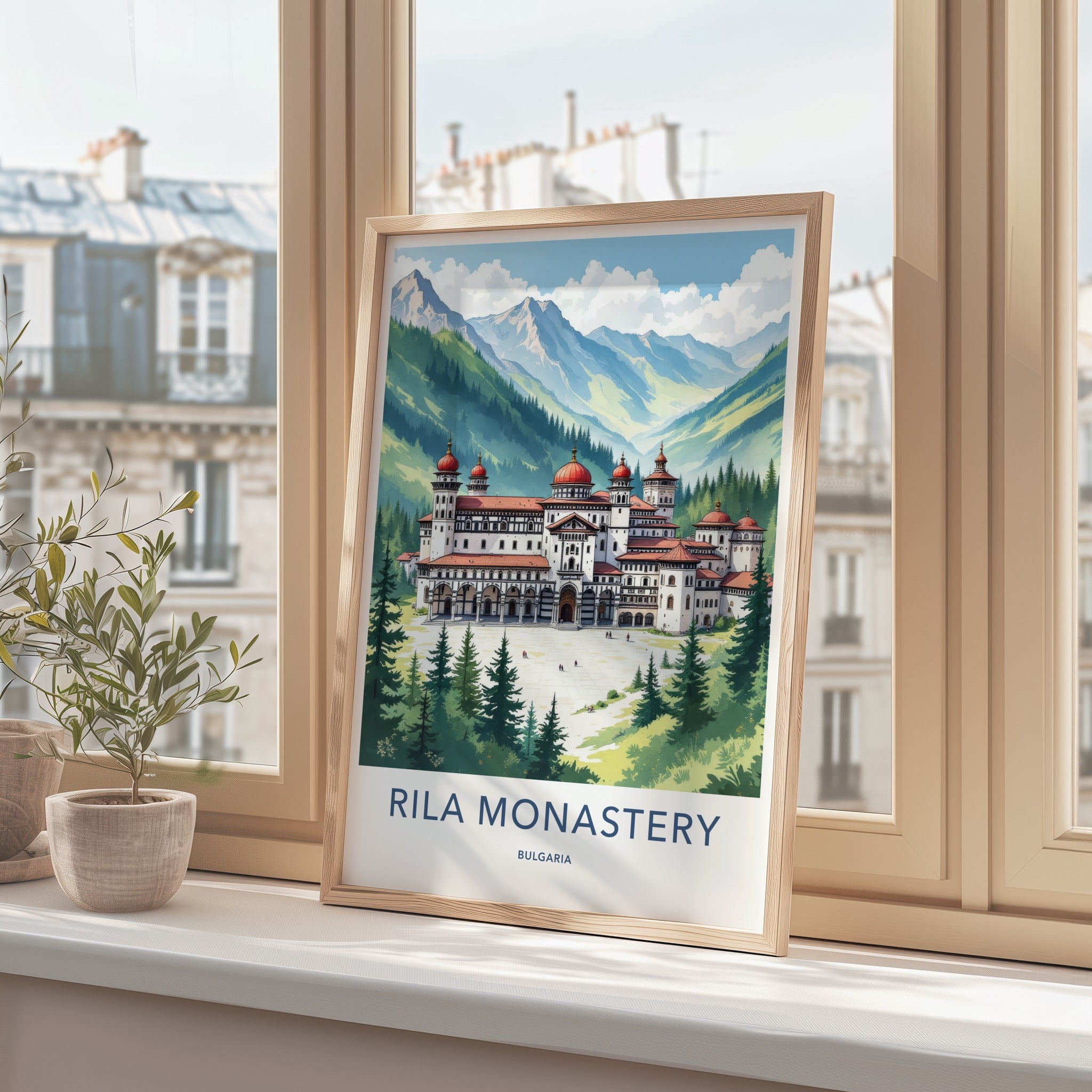 Rila Monastery Poster - Bulgaria Art Print - Red Domed Monastery Home Decor