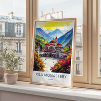 Rila Monastery Poster - Bulgaria Framed Art - Mountain Valley Facade Home Art