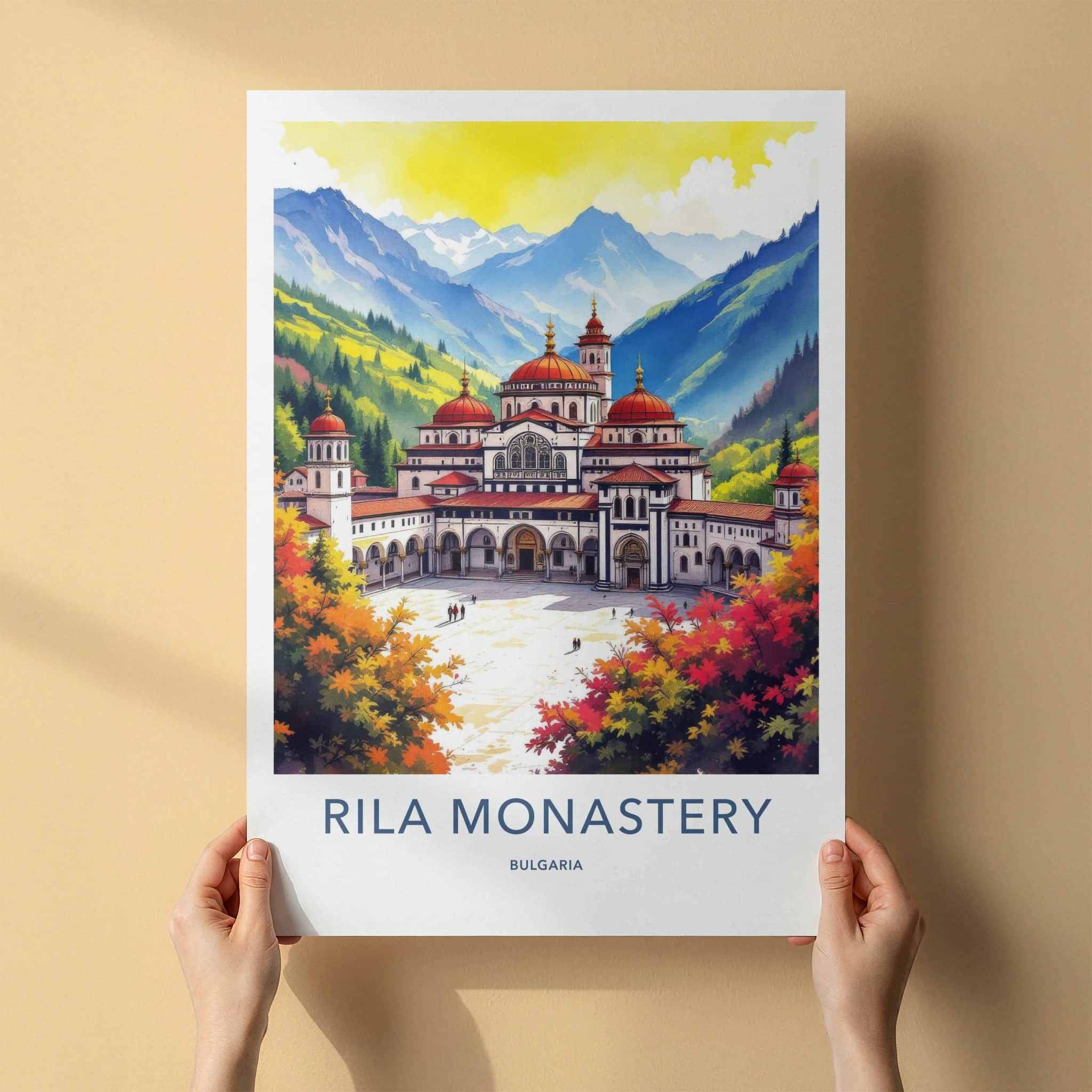 Rila Monastery Poster - Bulgaria Framed Art - Mountain Valley Facade Home Art