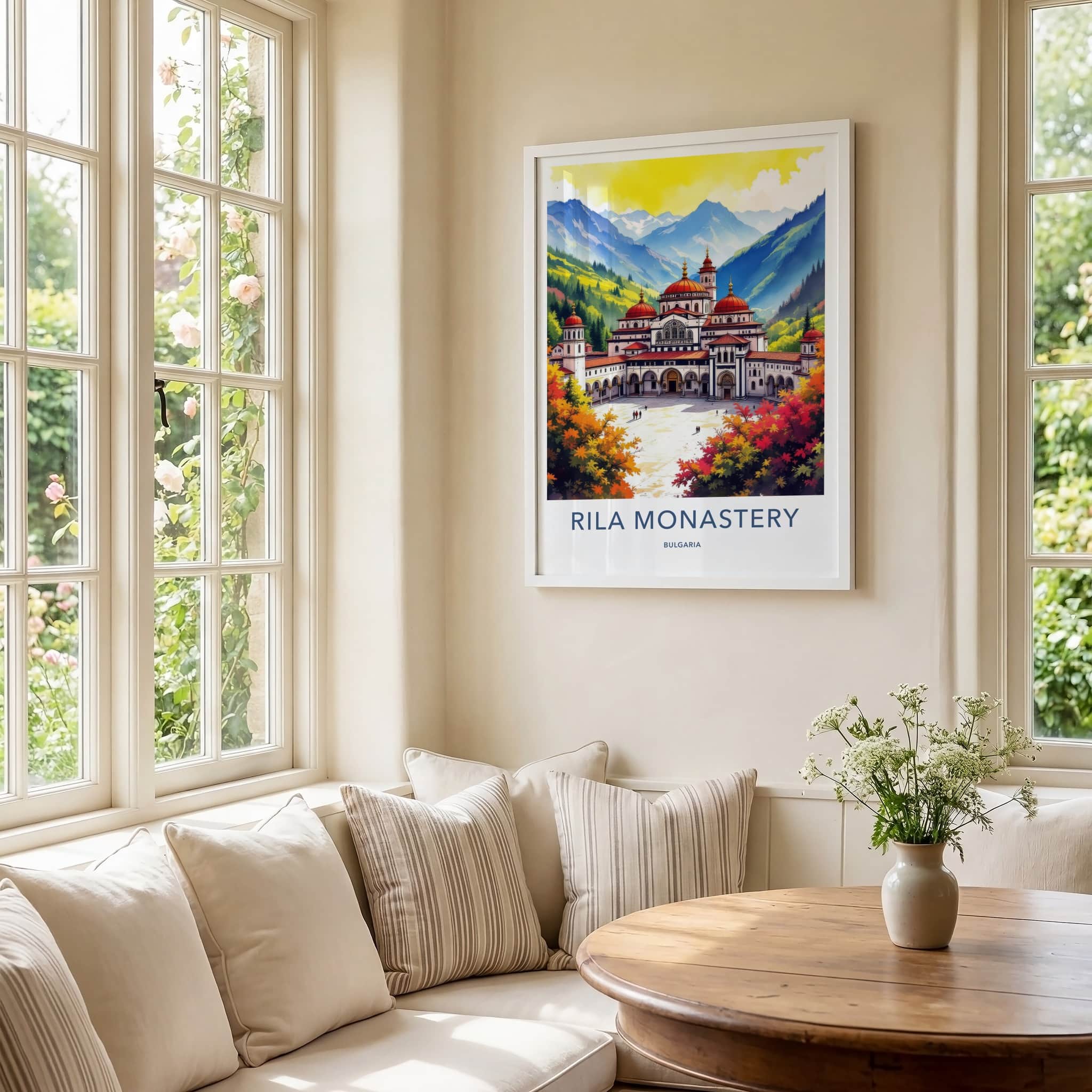 Rila Monastery Poster - Bulgaria Framed Art - Mountain Valley Facade Home Art